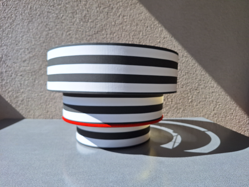 Gabi white and black striped triple lampshade/chandelier - Image 3