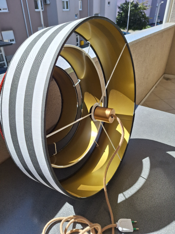 Gabi white and black striped triple lampshade/chandelier - Image 2