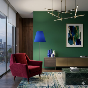 Blue satin floor lamp