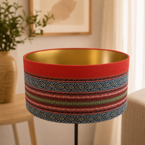 Luna red striped drum lampshade