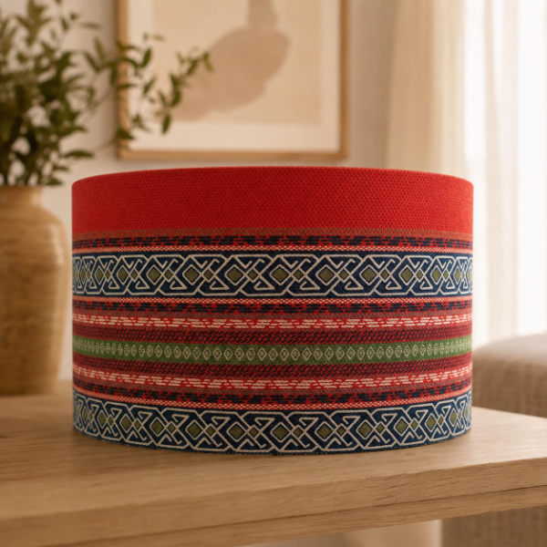 Luna red striped drum lampshade - Image 4