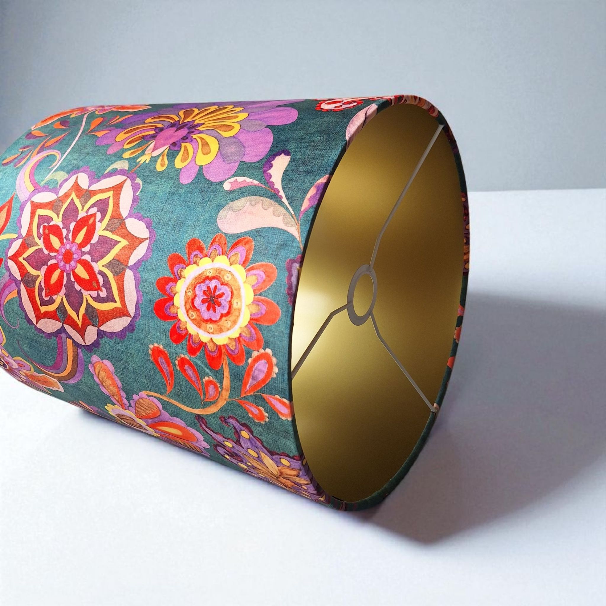 Alegra drum velvet lampshade with gold lining - Slika 5
