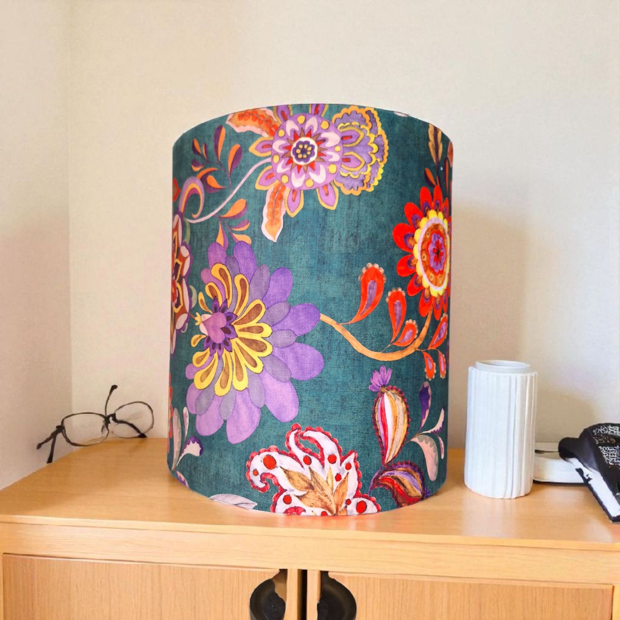 Alegra drum velvet lampshade with gold lining - Slika 2
