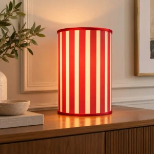 Red Stripe drum lampshade