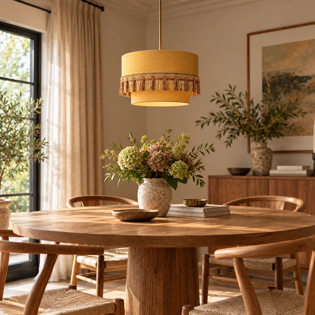 Ochre two tier doublesided pendant lampshade