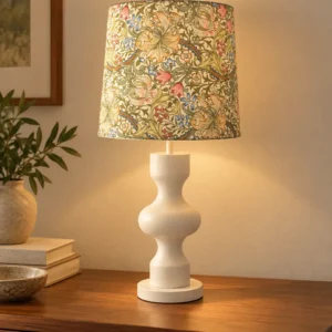 William Morris white and green table lamp